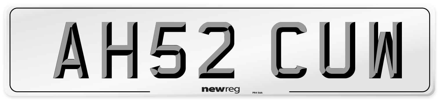 AH52 CUW Number Plate from New Reg